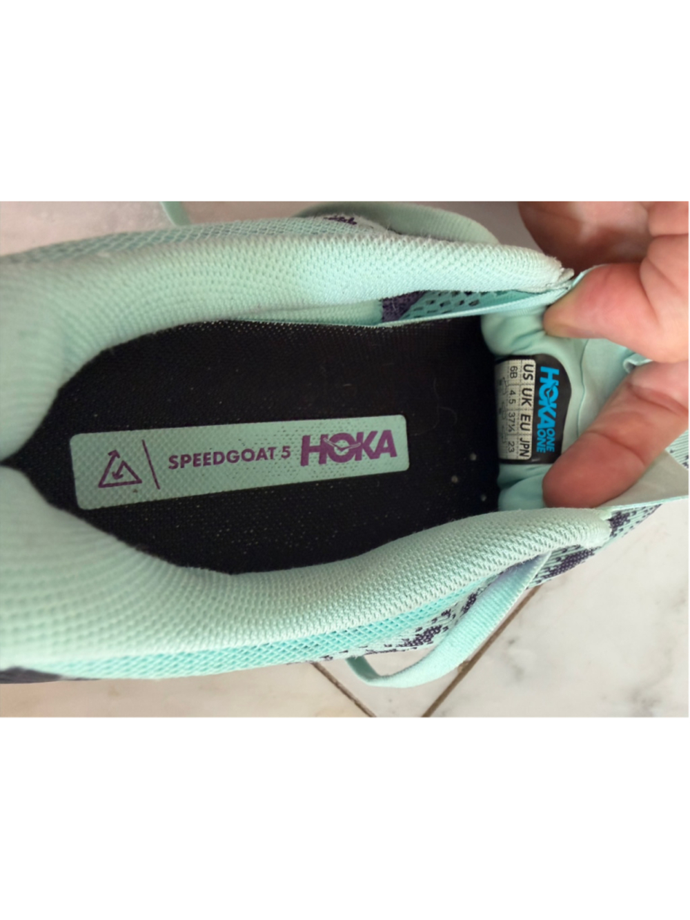 Hoka SpeedGoat 5 women’s 6B Trail Running Sneakers mint & purple active comfort - Picture 8 of 10